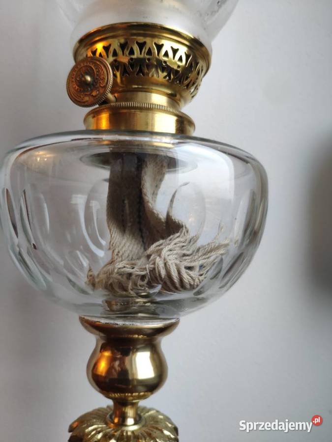 Stara mosiężna lampa naftowa BACCARAT XIX w n77 Kraków
