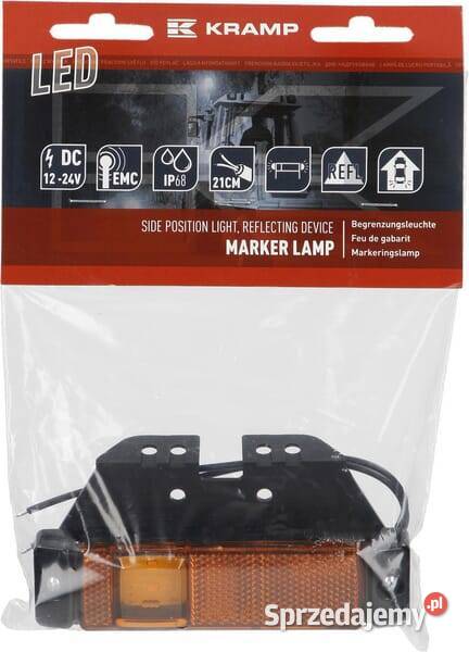 Lampa obrysowa LED prostokątna 1224V z przewodem Kamionna