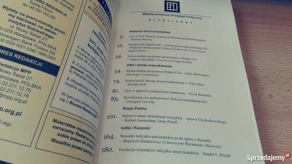 Międzynarodowy Przegląd Polityczny 18 analizy Rok wydania 2007 Gdańsk