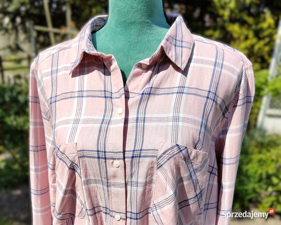 Koszula w kratę HM różowa niebieska krata 46 3XL