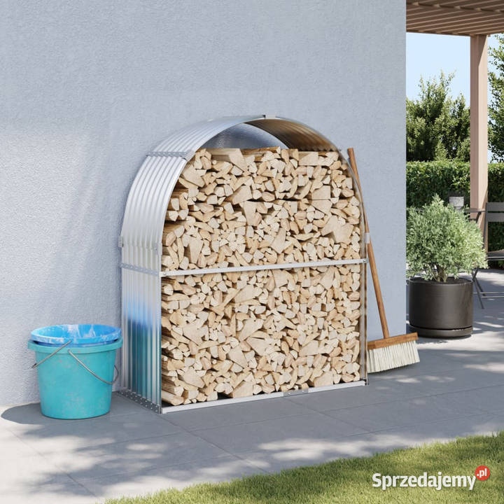 Stojak na drewno srebrny 120x45x140 stal Warszawa