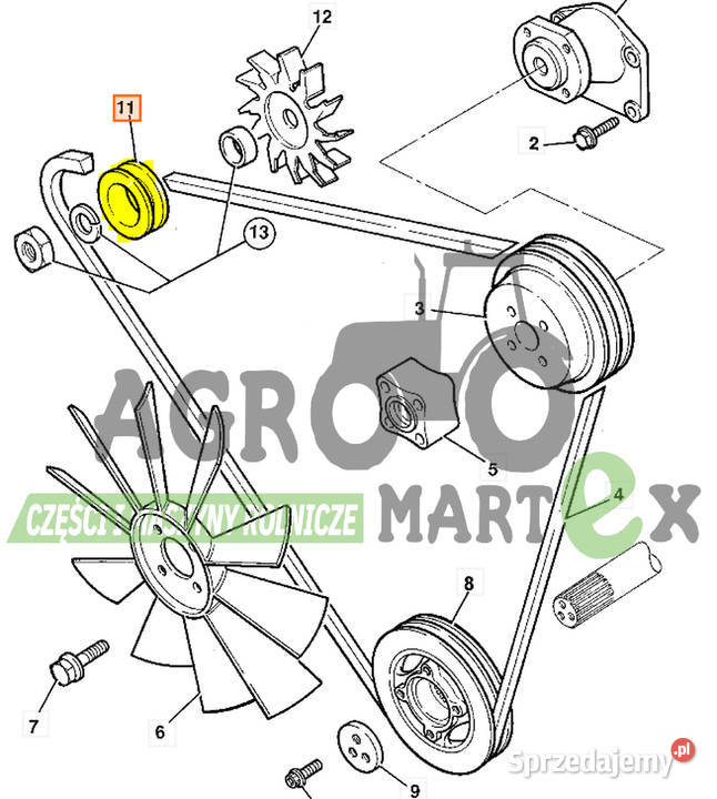 01124401 01124401 ROLKA ALTERNATORA fi70 JCB Maszyny rolnicze Wichrów