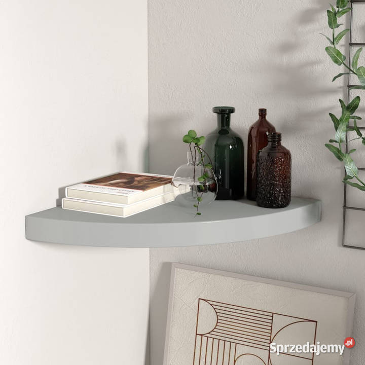 Narożna półka ścienna szara 35x35x38 MDF Warszawa