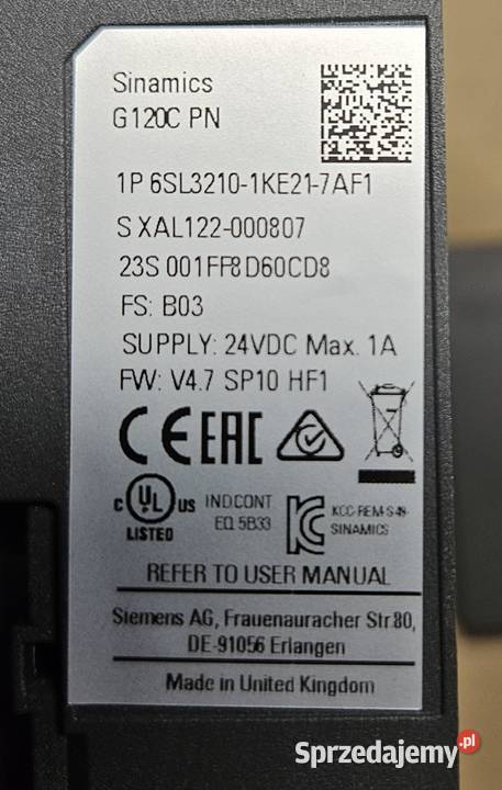 Sinamics G120C PN 6SL32101KE217AF1 Tychy