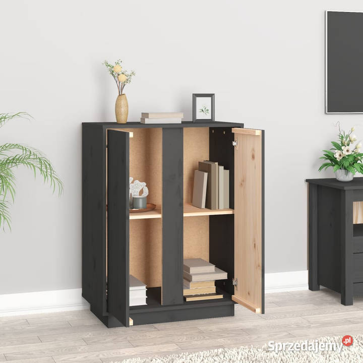 Szafka szara 60x35x80 lite drewno sosnowe