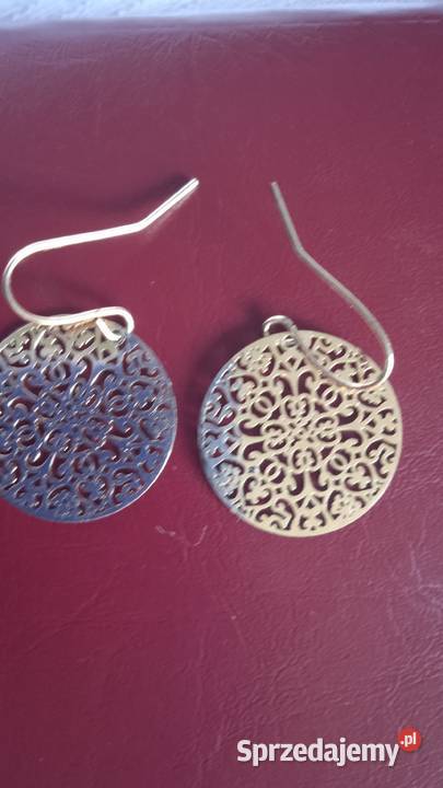 AŻUROWE ZŁOCONE KOLCZYKI pozłacane wielkopolskie Piła