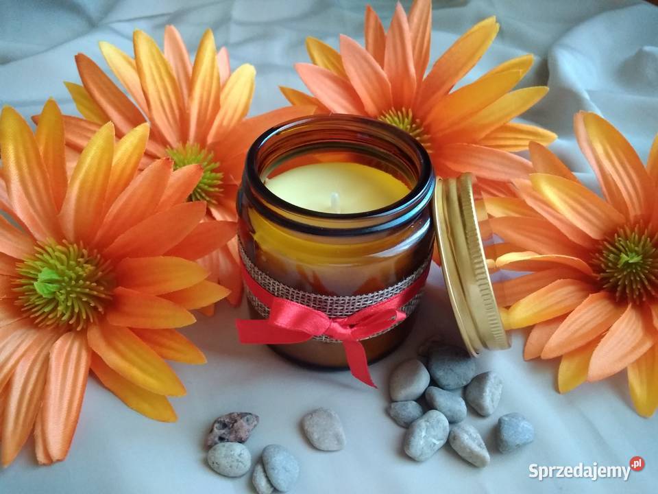 Świeca z wosku pszczelego miód malina Wyposażenie wnętrz