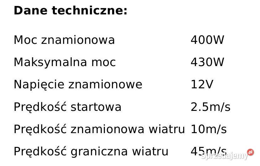 Turbina wiatrowa Bystrzyca sprzedam
