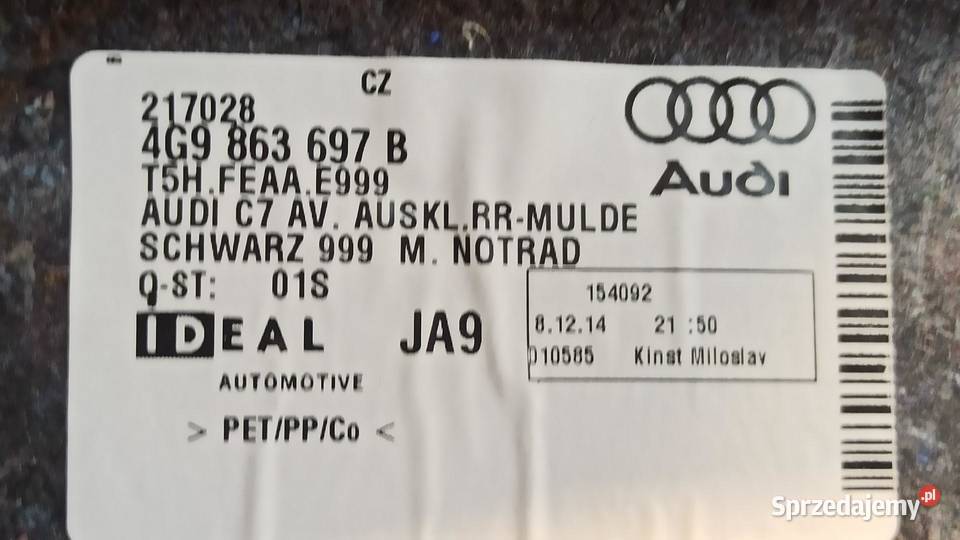 AUDI A6 C7 WYGŁUSZENIE BAGAŻNIKA 4G9863697B