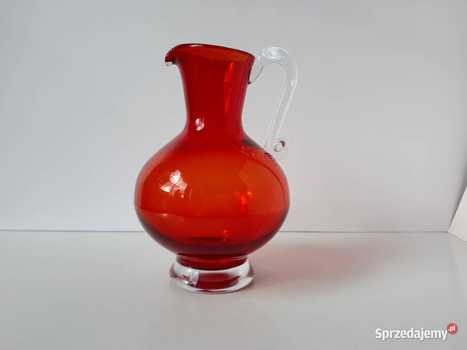 Mały dzbanek dzbanuszek kolorowe szkło PRL Dąbrowa Górnicza