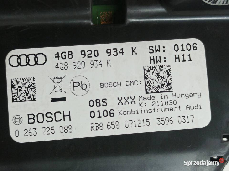 LICZNIK S7 EU 4G8920934K 0263725088 40 TFSI Audi osobowe świętokrzyskie