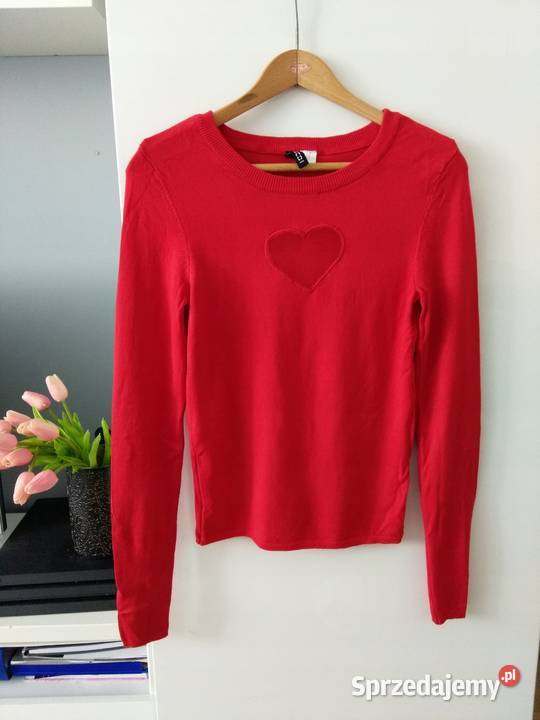 czerwony sweter bluzka HM xs 34 siatka siateczka Toruń