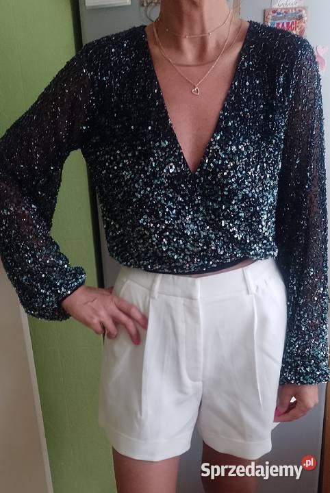 38M Handmade Bogato zdobiona cekinami bluzka Kraków
