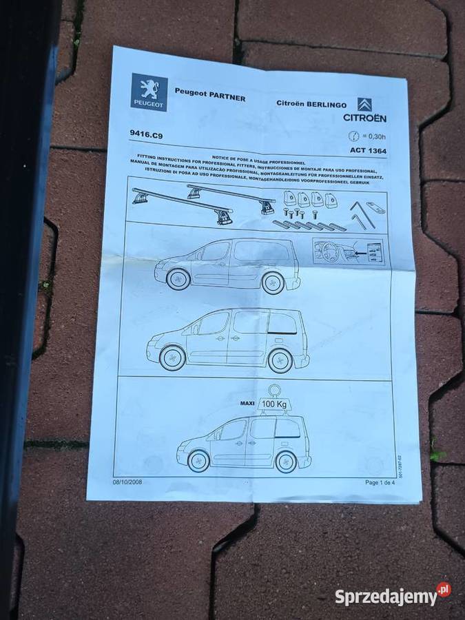 Bagażnik dachowy Berlingo Partner II LONG belki osobowe Witkowo