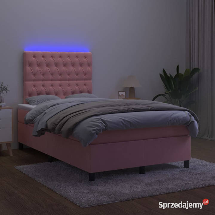 Łóżko kontynentalne z materacem i LED różowy 128cm Warszawa sprzedam