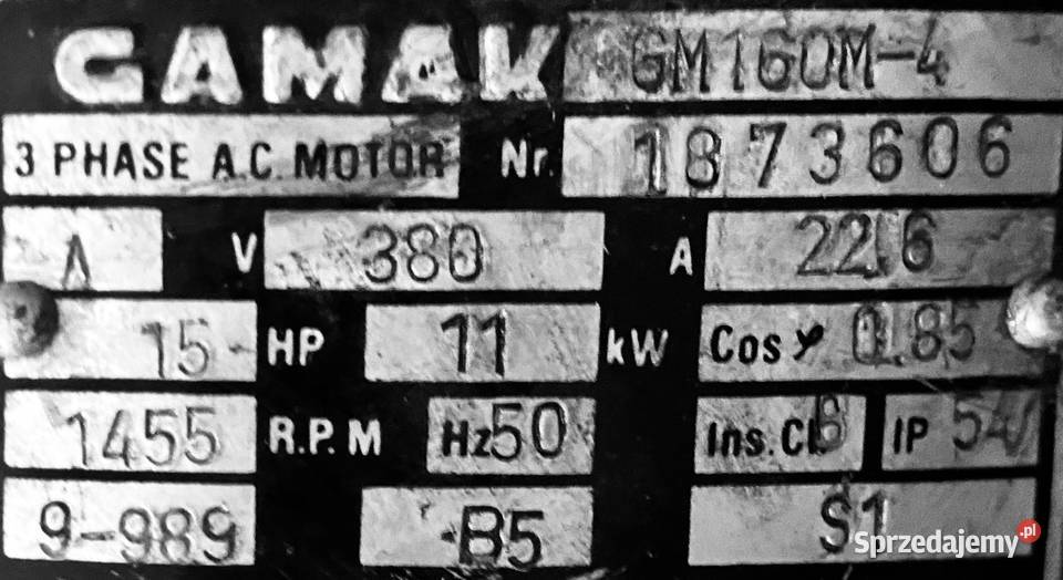 silnik elektryczny łapowy 11kW Gamak gm160m4 Otwock sprzedam