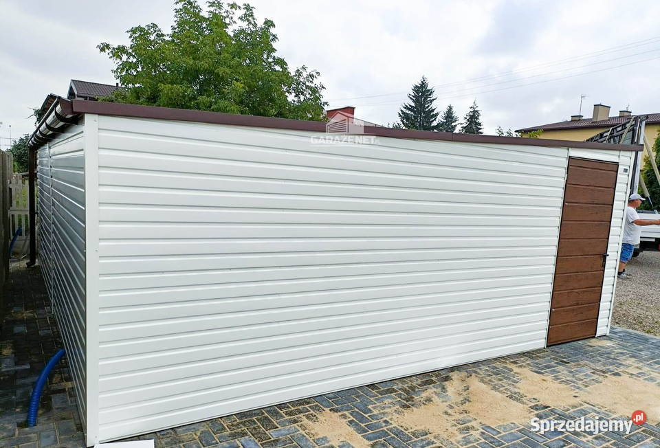 GARAŻ BLASZANY 6m x 6m SPAD TYŁ 2x BRAMA UCHYLNA Łapanów