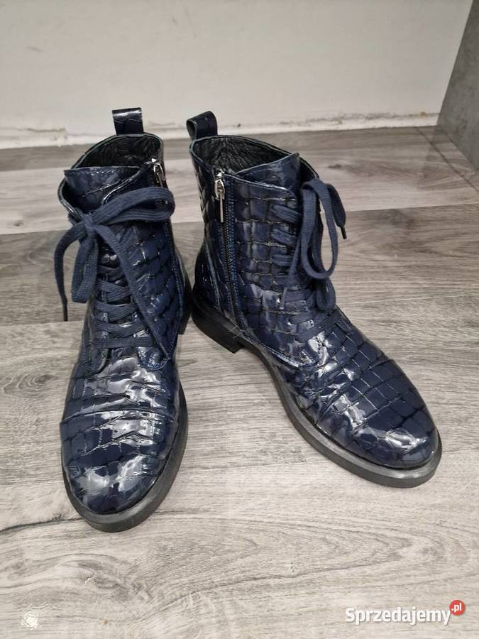 Botki skóra lakier granat 36 Venezia Żywiec