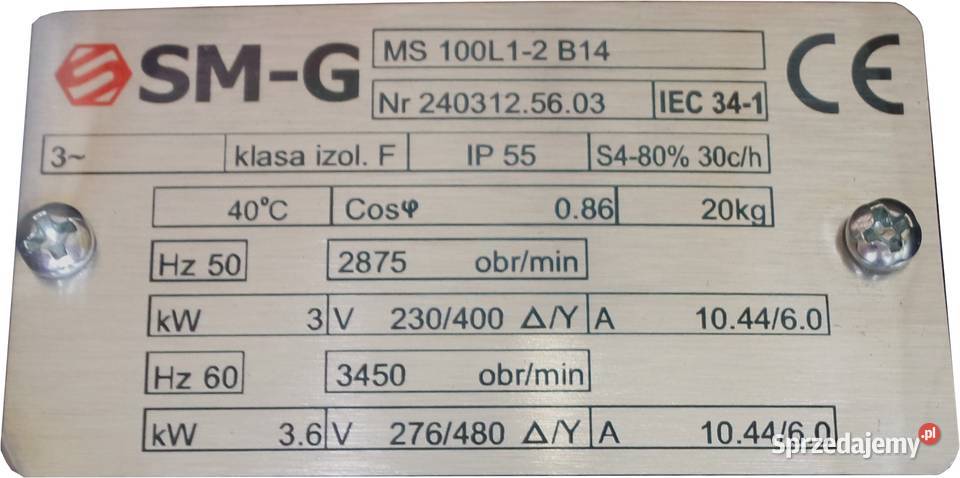 SILNIK ELEKTRYCZNY 30kW 230400V 2875 Obr 3FAZOWY kujawsko-pomorskie Solec Kujawski sprzedam