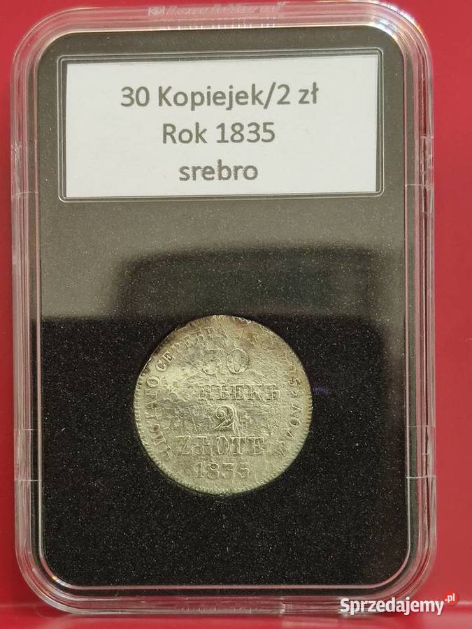 30 kopiejek 2 złote 1835r Ag w slabie Lębork sprzedam