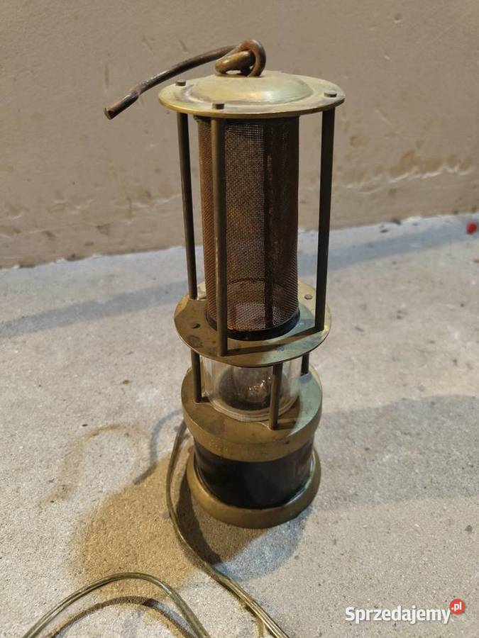 Lampa Górnicza elektryczna mosiężna mosiądz prl Kraków