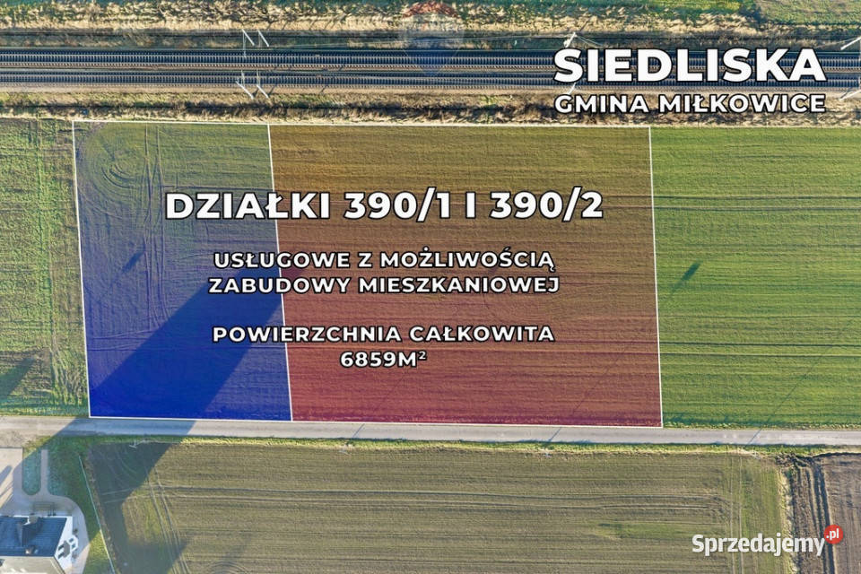 Dwie działki 6859 m w pobliżu Legnicy Siedliska