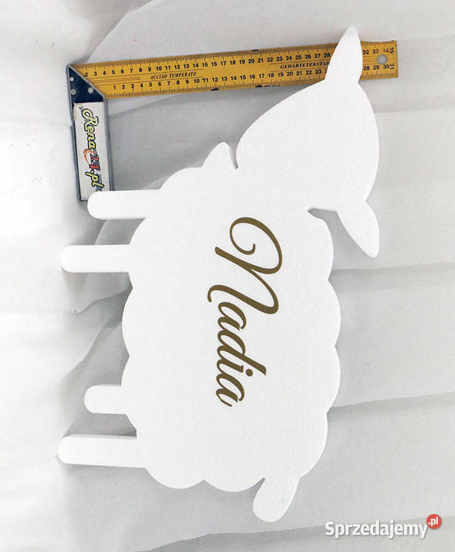 Baranek z imionami dzieci dekoracja na Pierwszą wielokolorowy Jasienica Rosielna