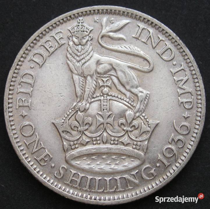 WIELKA BRYTANIA 1 SHILLING 1936 JERZY V SREBRO Łódź
