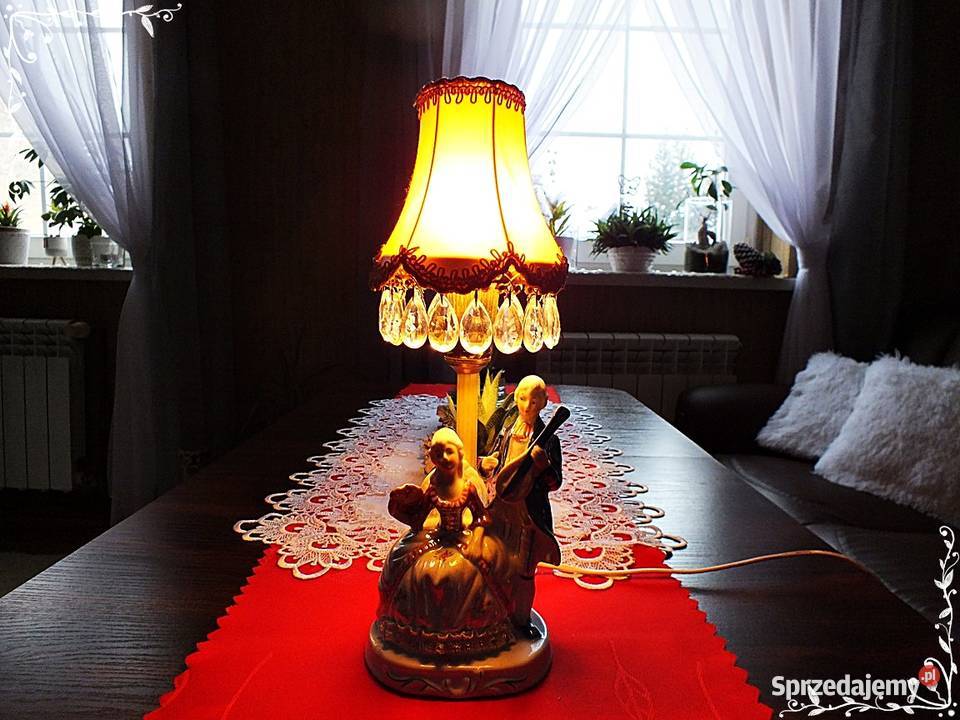Stara porcelanowa lampka nocna z kryształami Żary sprzedam