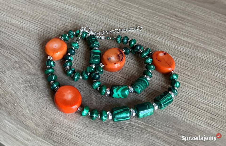 Naszyjnik koral malachit rękodzieło 60 Legnica sprzedam