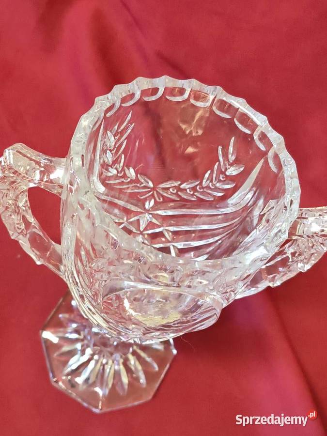 Szklany puchar wazon na stopie art dco szkło Chorzew