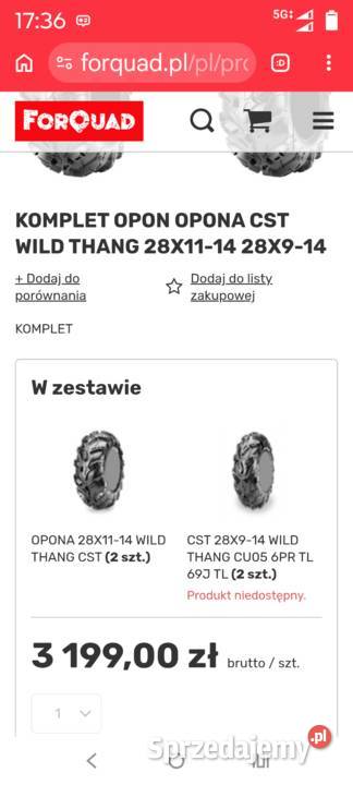 Opony Mud CST WILD THANG 28X1114 28X914 Komplet