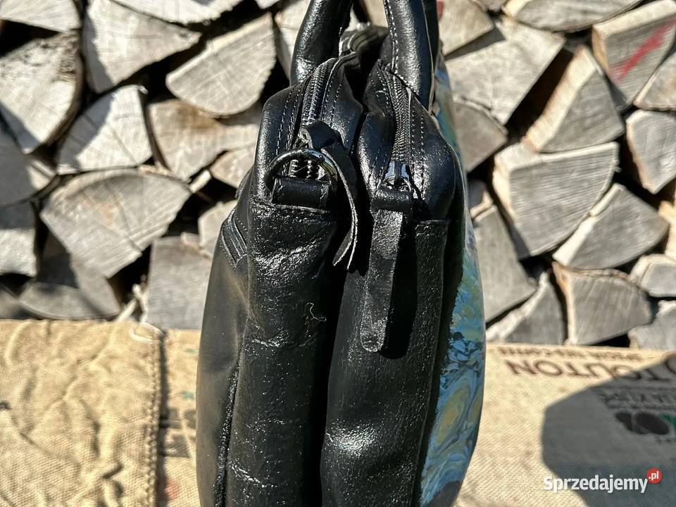 Torba na laptopa ręcznie malowana 100 skóra 42cm mazowieckie Warszawa
