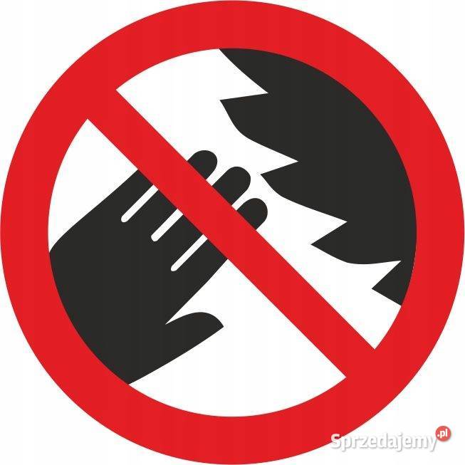 Naklejka BHP ostrzegawcza przecięcie ucięcie Biuro Kamionna