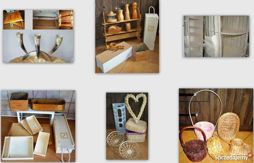 Skrzynka wiklina półka PRL wieszak poroże i Dekoracje i ozdoby