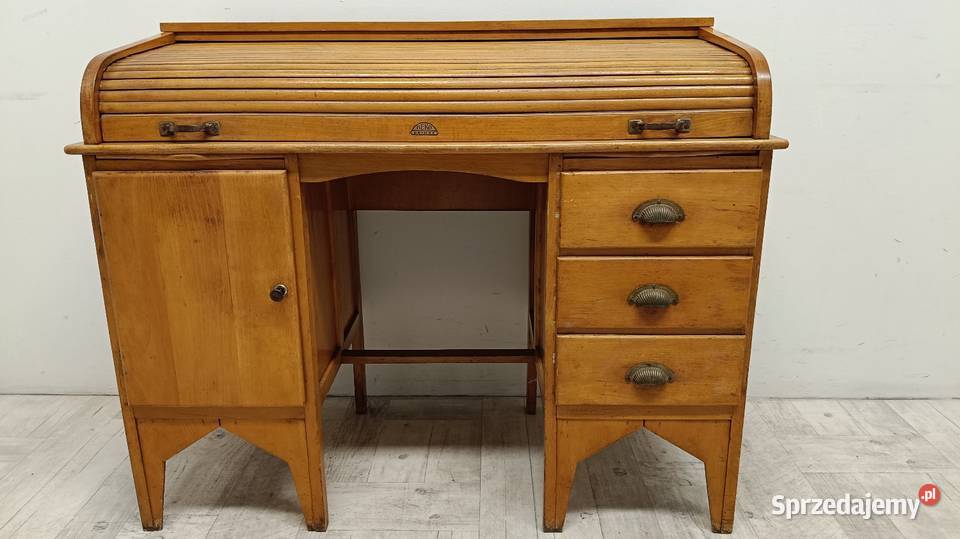 biurko drewniane z roletą dwustronne vintage Radomsko