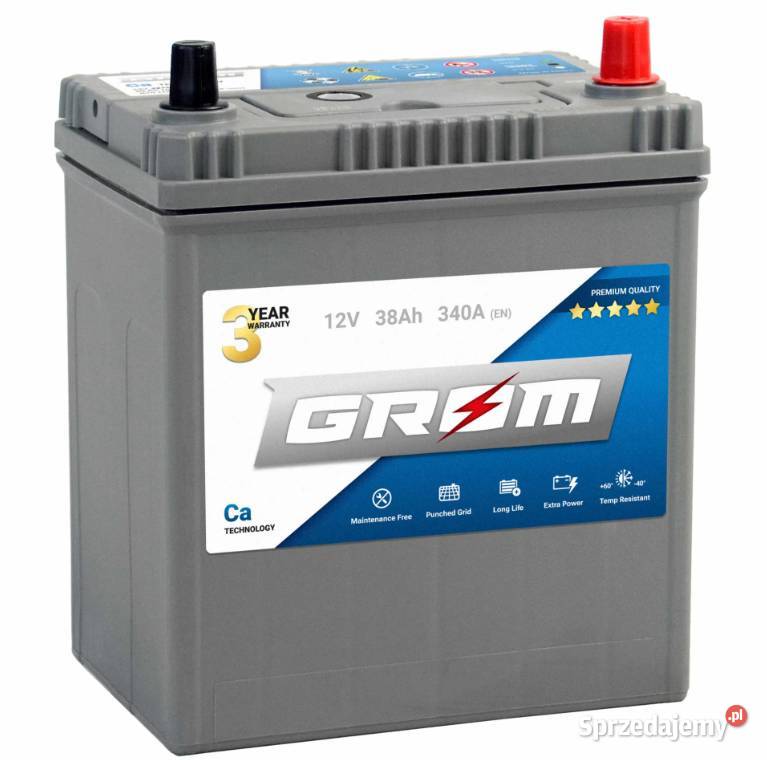 Akumulator GROM Premium 38Ah 340A EN Japan Prawy Słupsk
