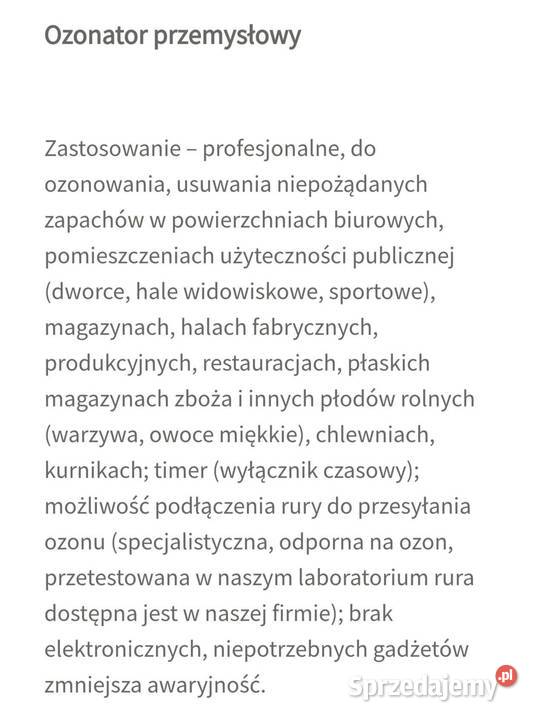 Ozonator przemysłowy KORONA nowy użyty 1 raz 2 Biznes i Przemysł Szklarska Poręba