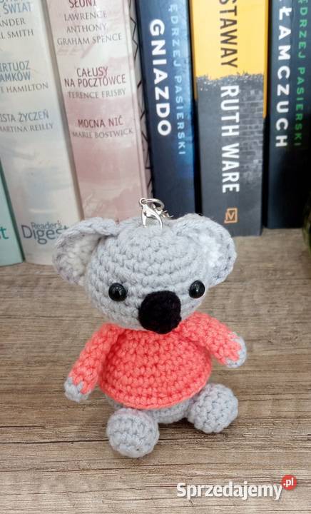Miś koala wykonany na szydełku brelok maskotka Łask