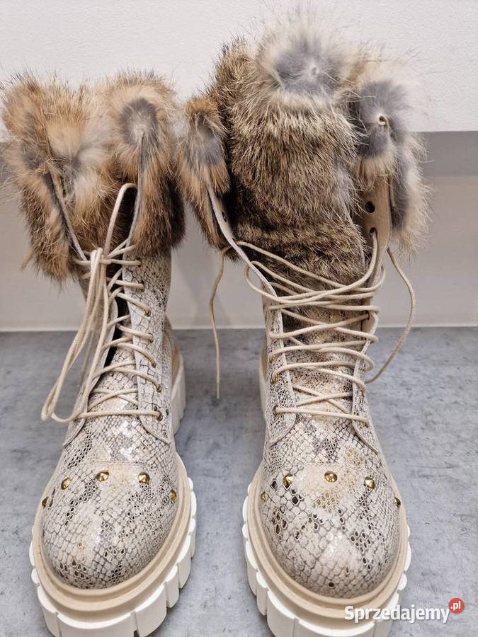 Botki Kozaki Skóra Wąż Futerko 36 sprzedam