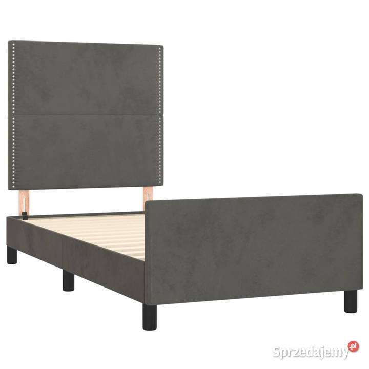 Rama łóżka bez materaca ciemnoszare aksamitna 128cm mazowieckie