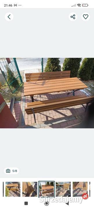 Stół ogrodowy z ławkami Mokrelipie