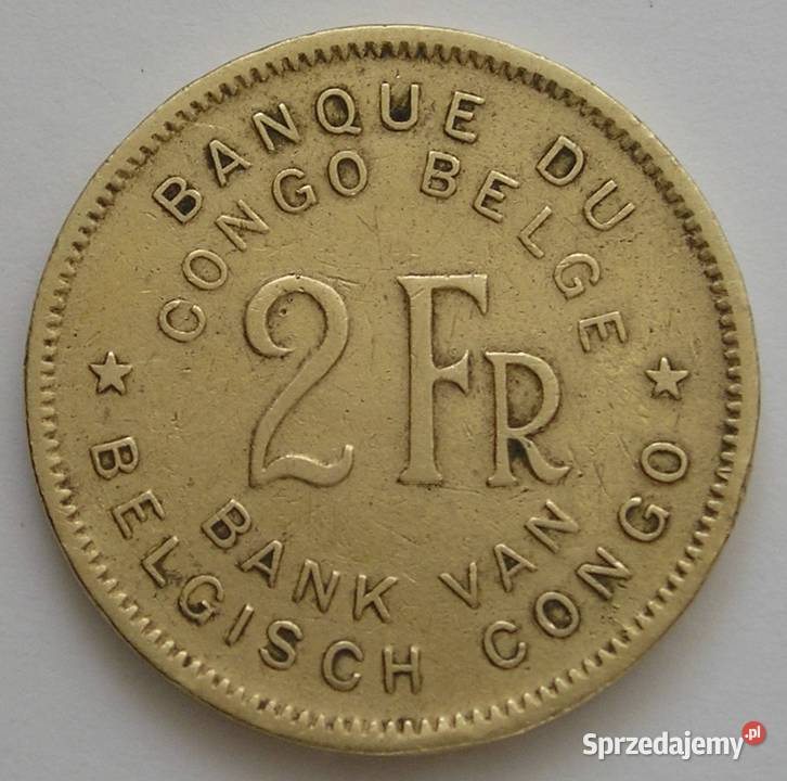 KONGO BELGIJSKIE 2 FRANKI 1947 SŁOŃ Łódź