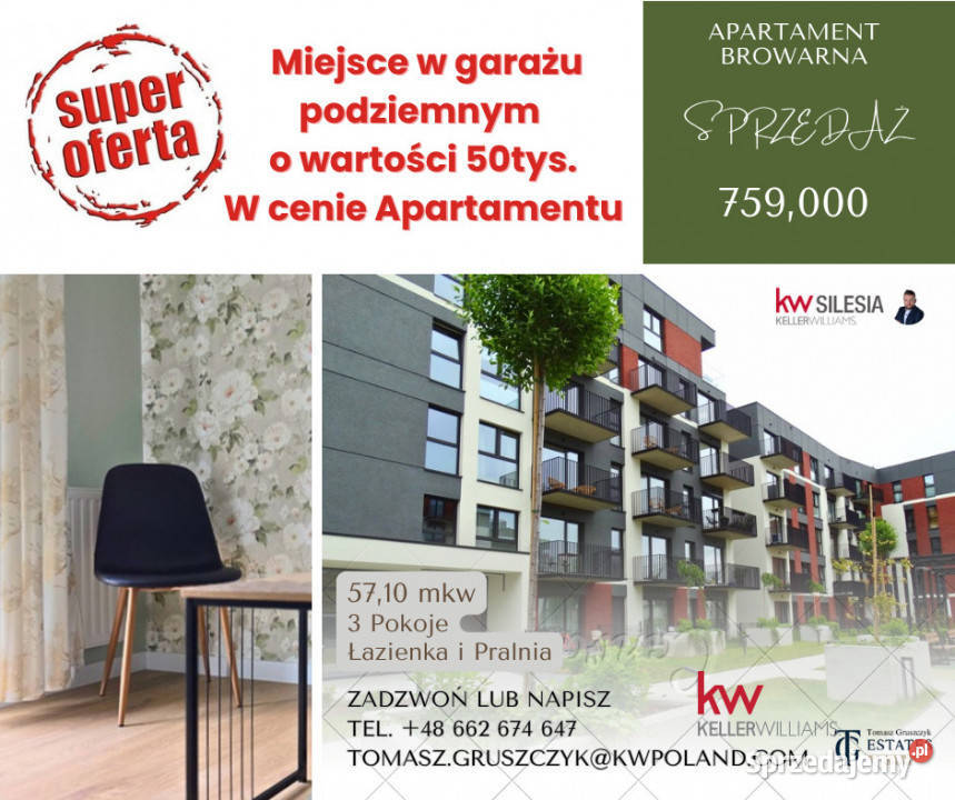 Mieszkanie BielskoBiała Browarna 571m2 3 pokoje pustak śląskie Bielsko-Biała