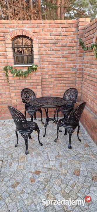 meble ogrodowe żeliwne komplet stół krzesło