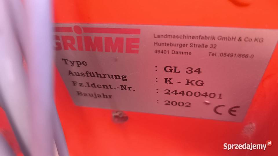 Sadzarka do ziemniaków Grimme GL 34 2002 r 4x75 Dziewierzewo