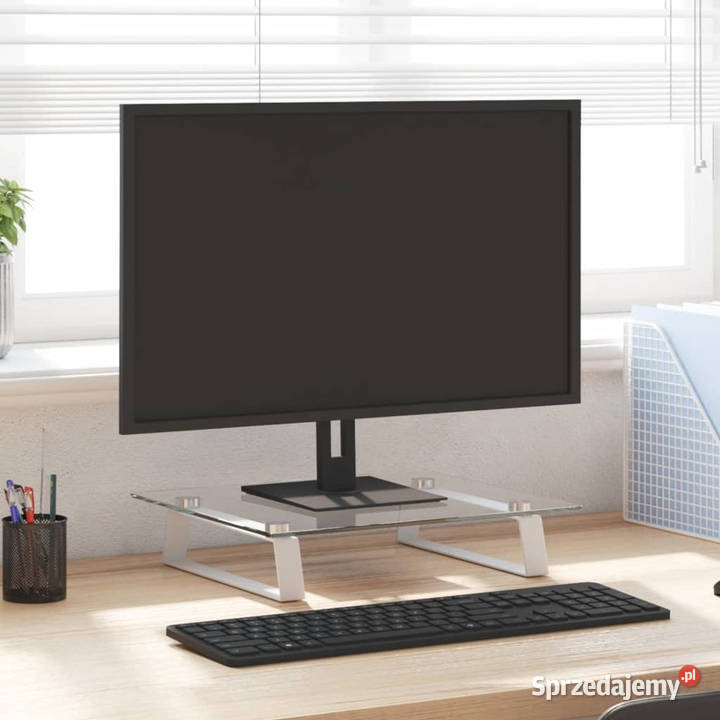 Podstawka pod monitor biała 40x35x8 szkło i Warszawa