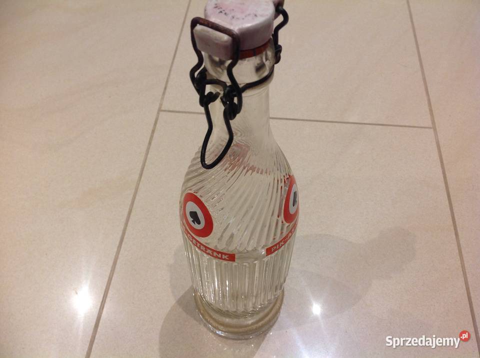 Stara Butelka Szklana z Porcelanką poj 05 L Nowa Sól