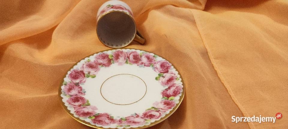 Filiżanka mokka róże złoto porcelana Wrocław