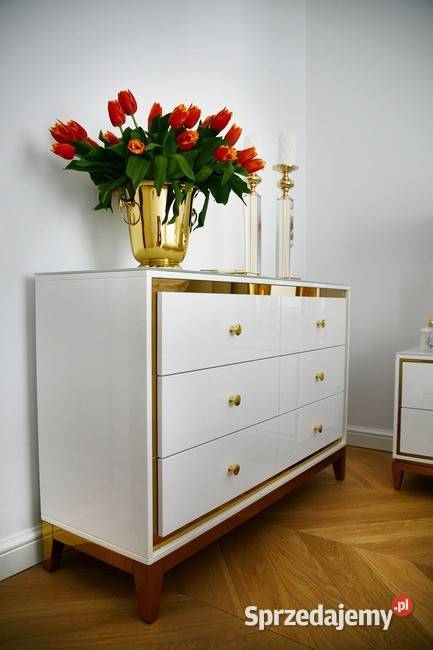 Komoda glamour biała złota nowoczesna na Warszawa